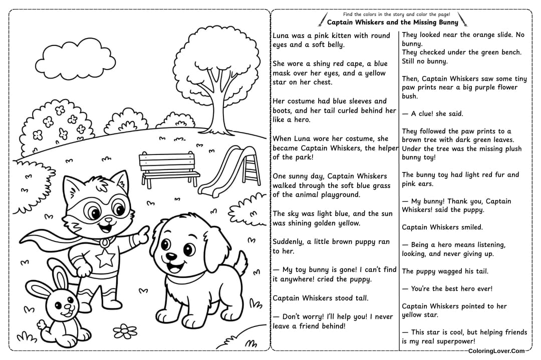 Captain Whiskers and the Missing Bunny Coloring Page