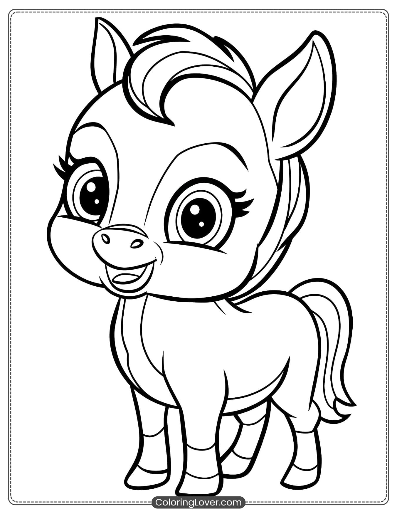 Cute baby horse coloring page