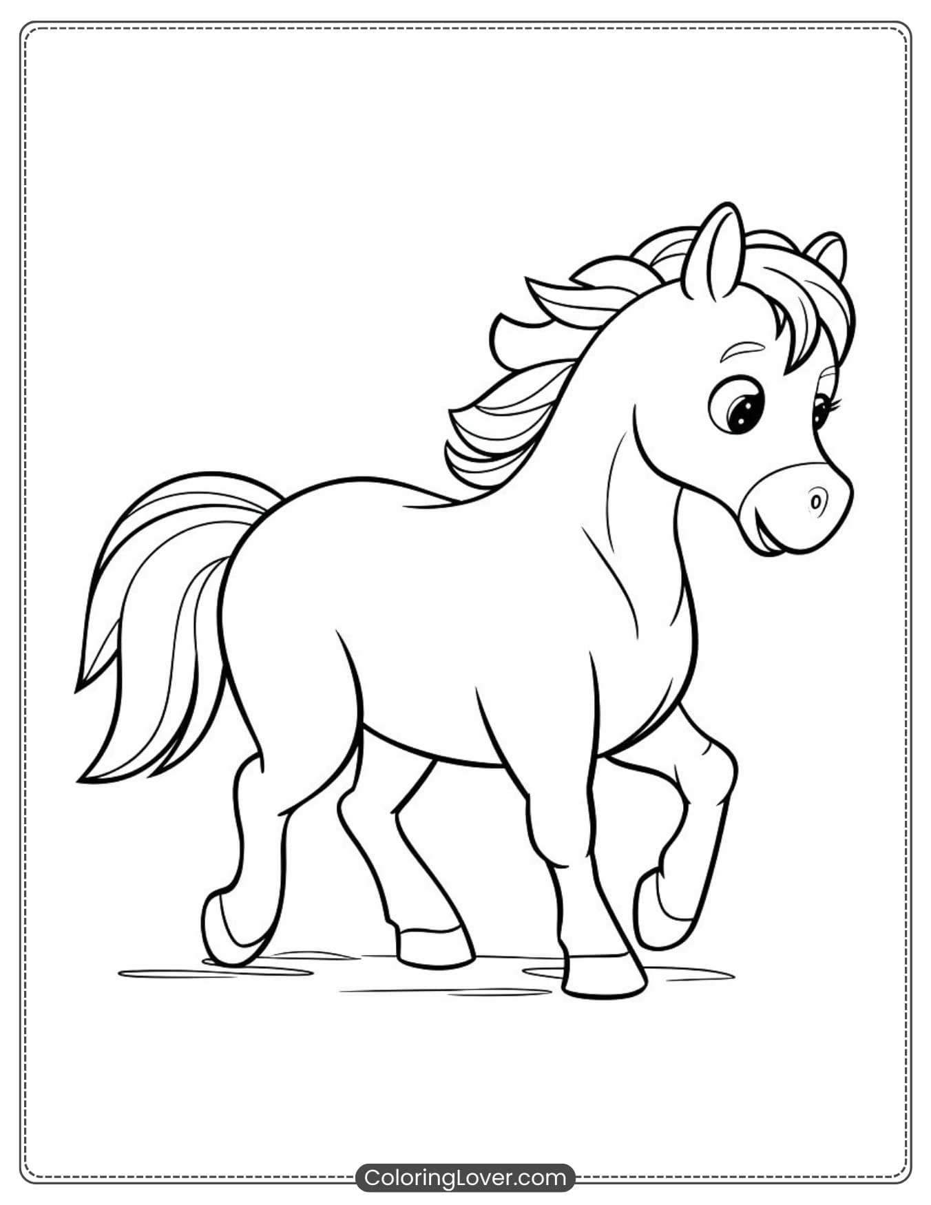 Cute pony coloring page for kids