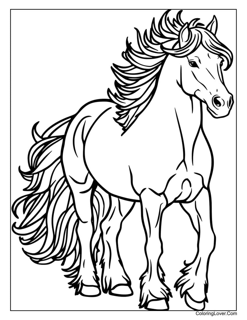 Friesian Horse Coloring Page