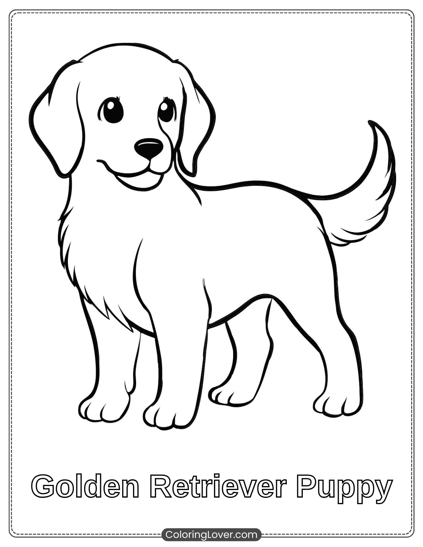 Golden Retriever puppy coloring page for kids