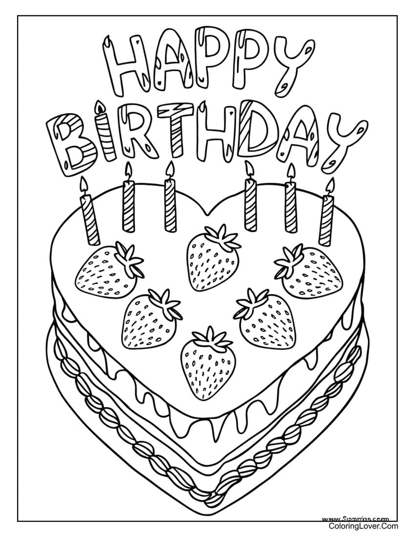 Heart shaped birthday cake with candles