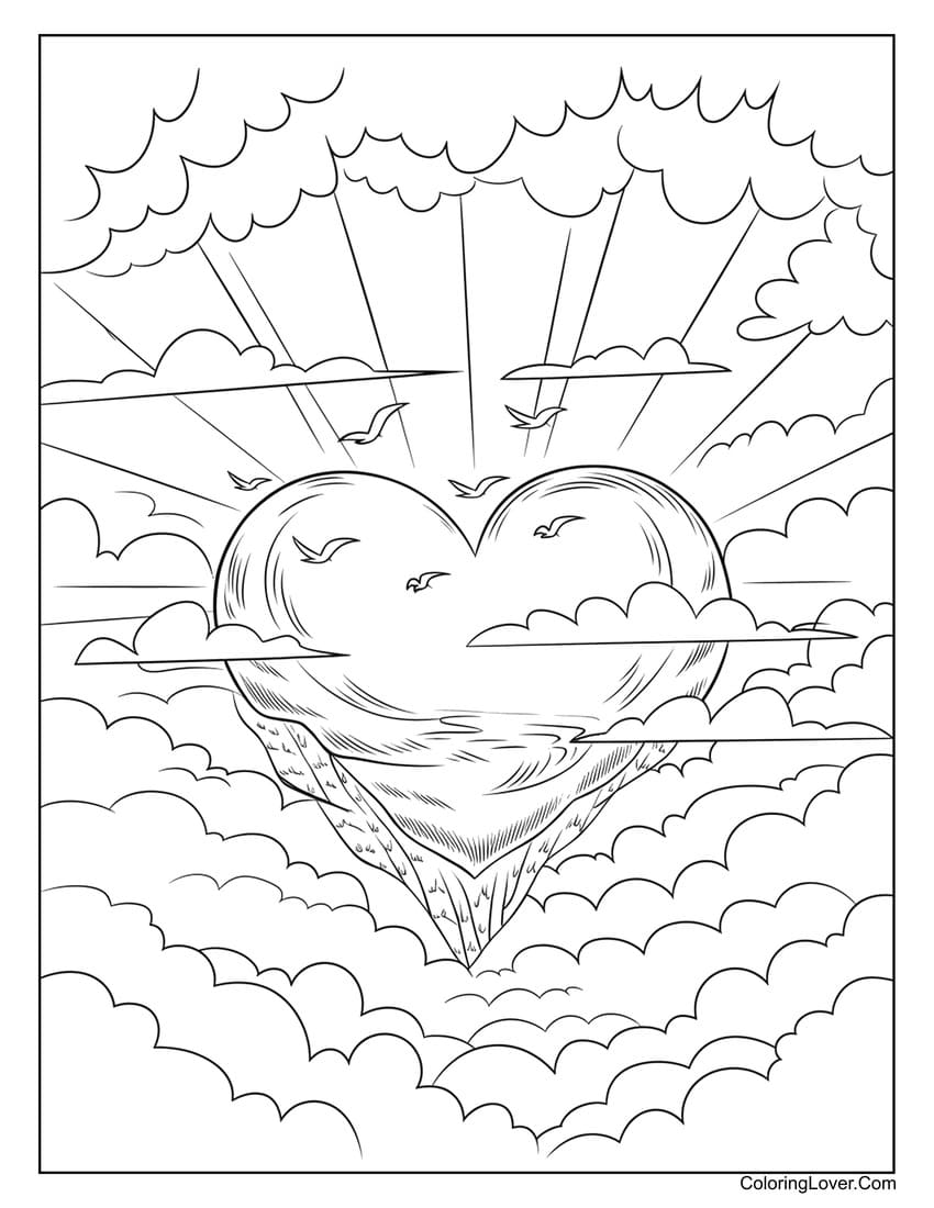 Heart shaped island floating in the sky