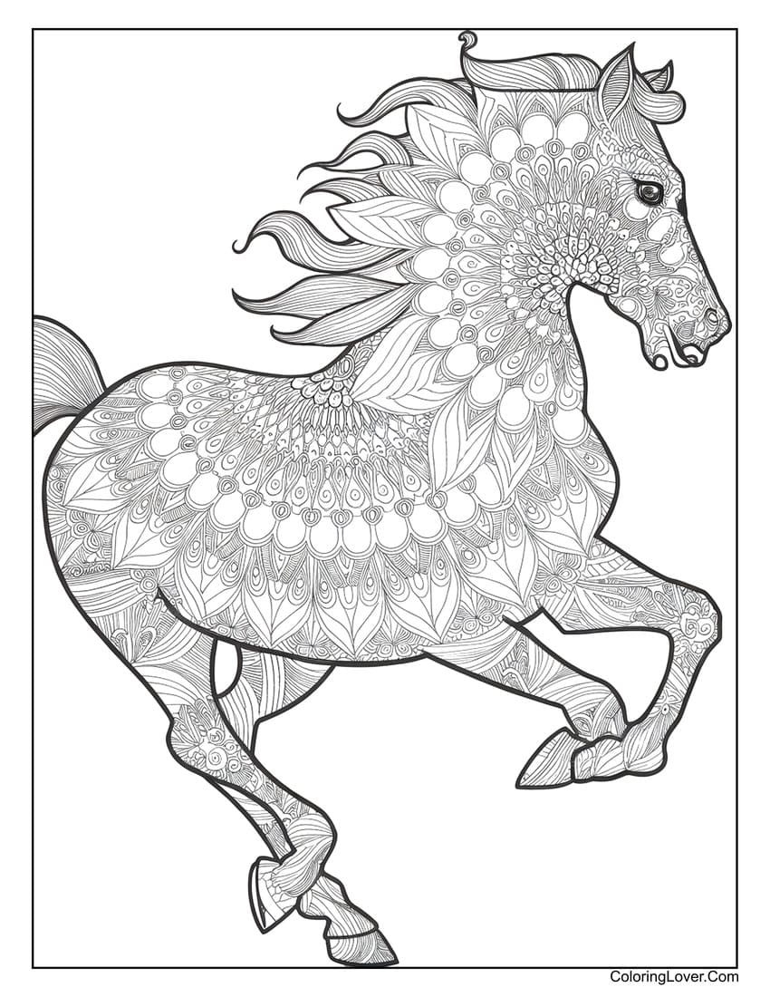 Horse with intricate mandala patterns
