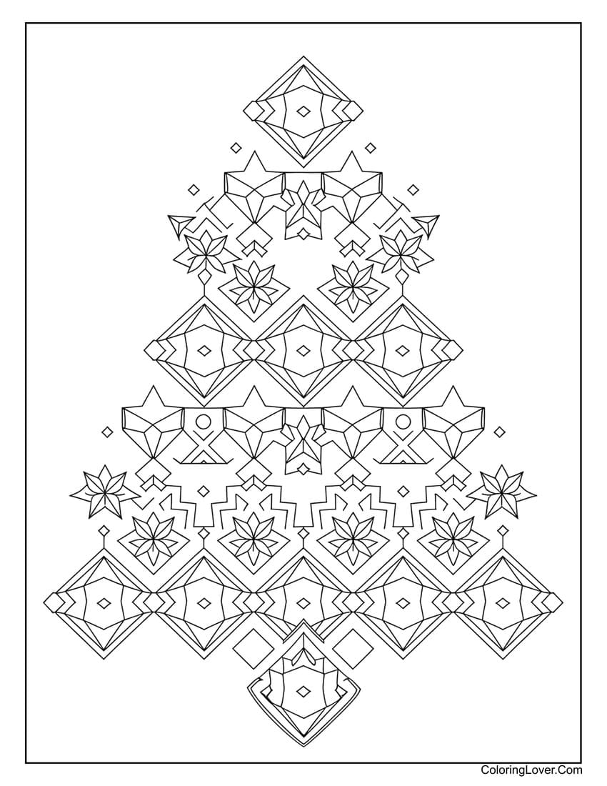 Intricate Christmas tree with geometric patterns