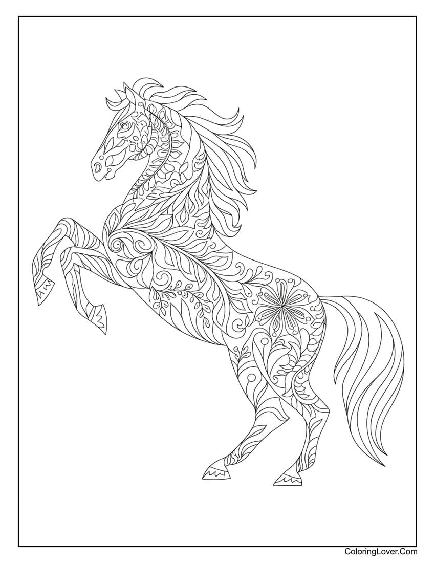 Intricate-Floral-Patterned-Horse-Coloring-Page