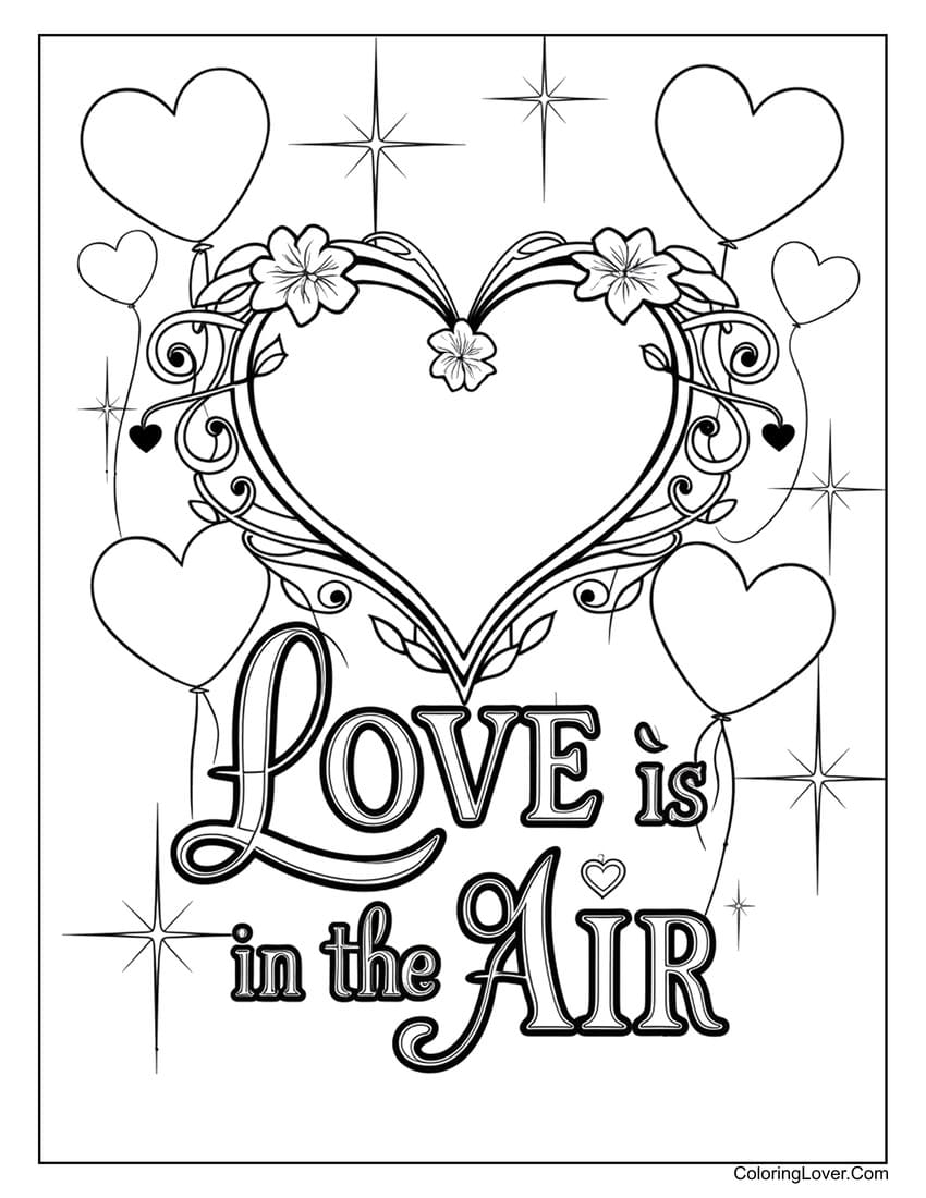 Love is in the air heart and balloon