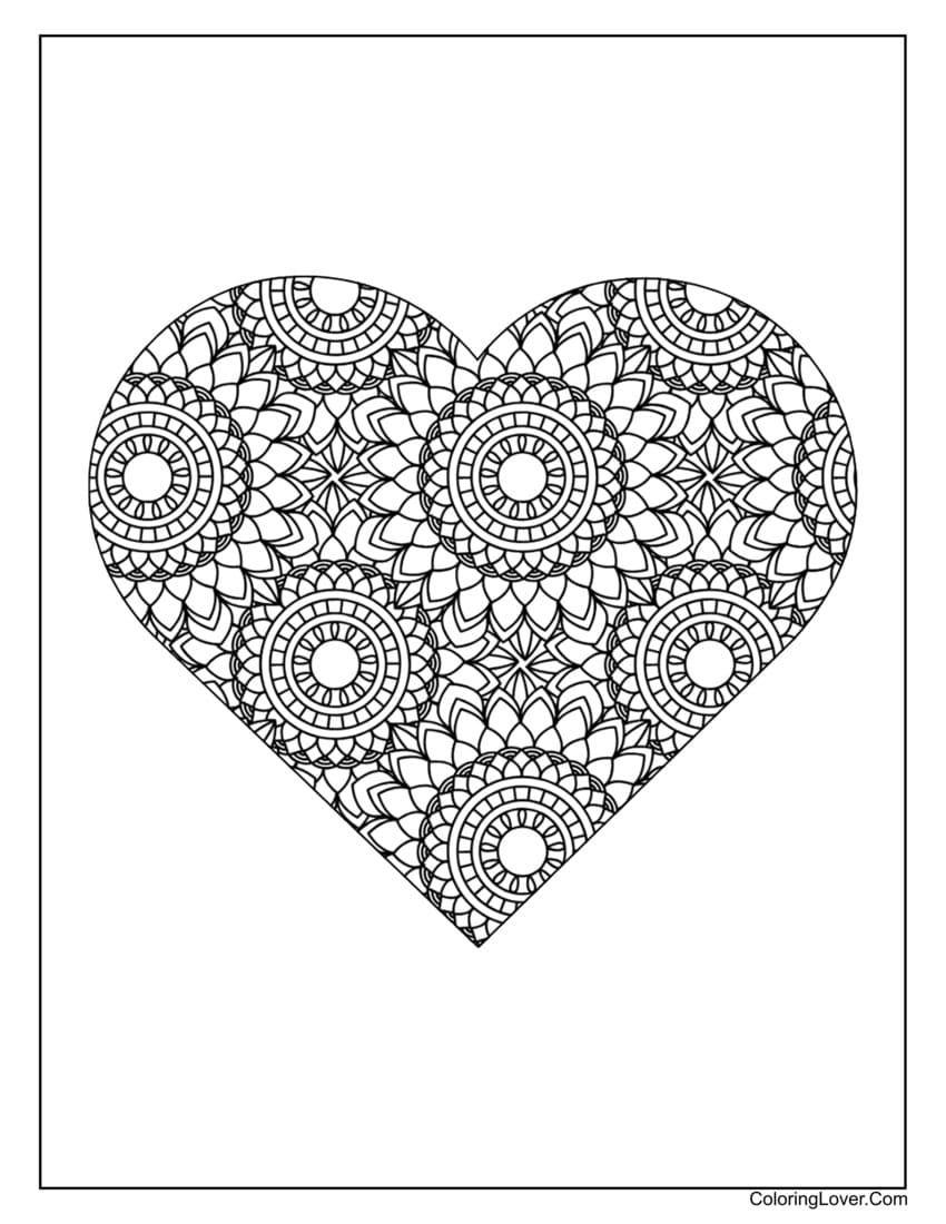 Mandala-style heart with circular designs