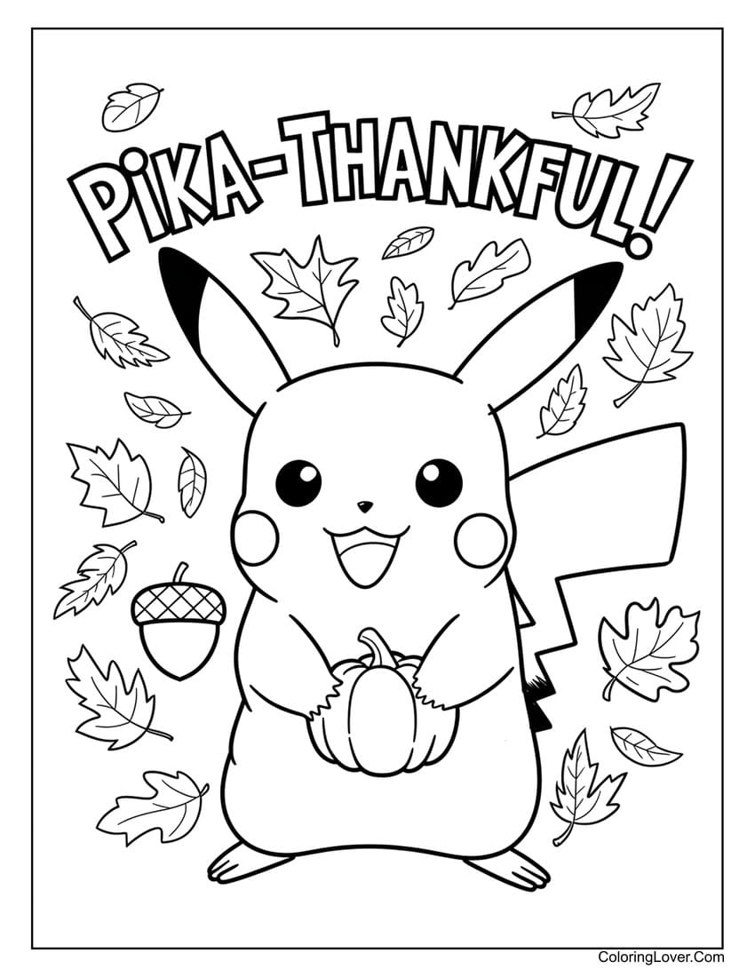 Pika-thankful thanksgiving coloring page