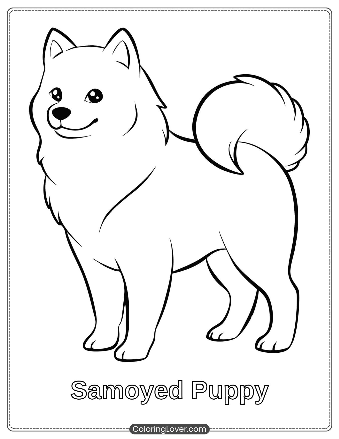 Samoyed puppy coloring page for kids