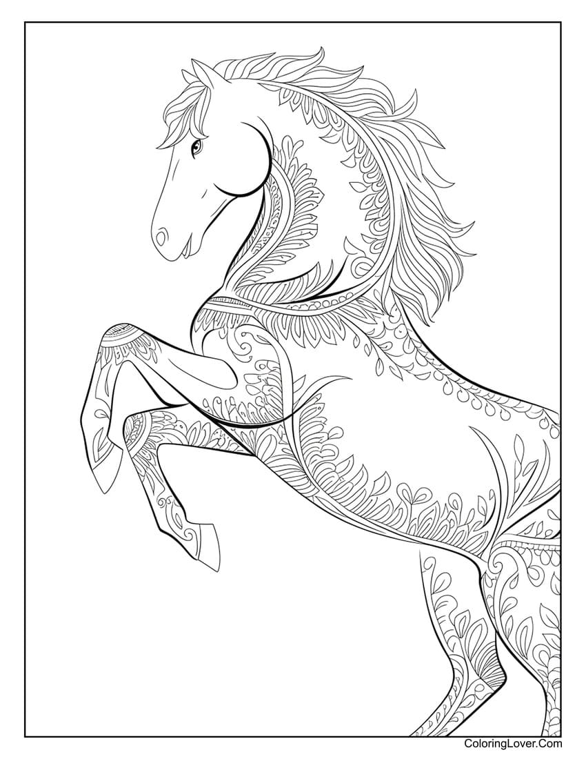 Side profile of horse with intricate patterns