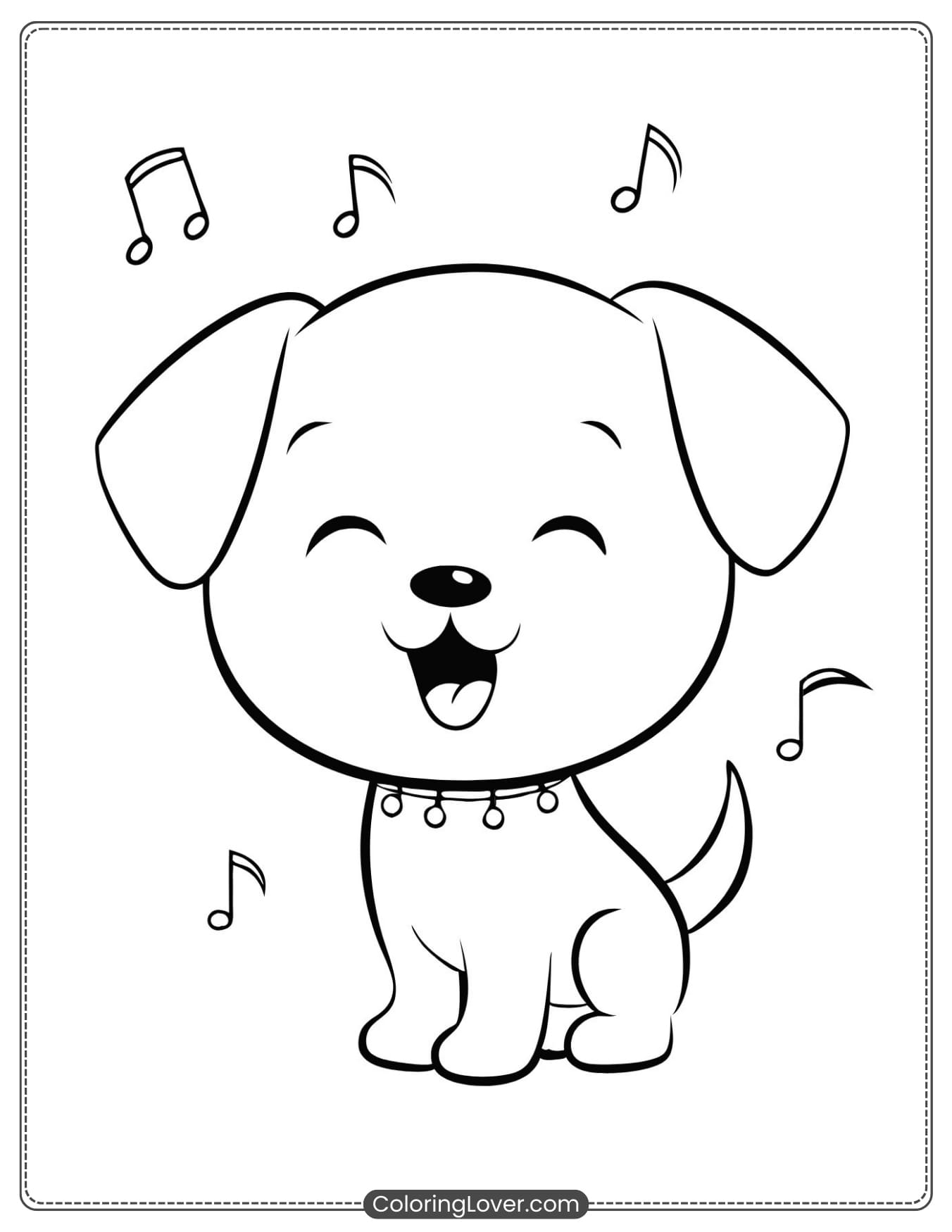Singing puppy coloring sheet
