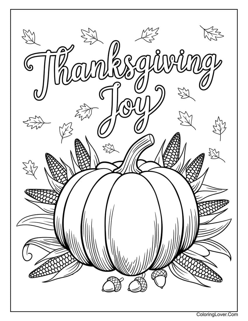 Thanksgiving joy coloring page