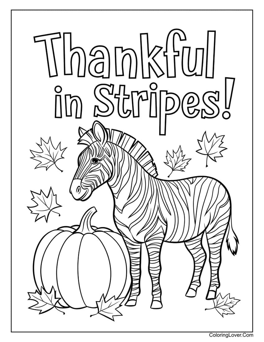 Zebra with pumpkin and fall leaves