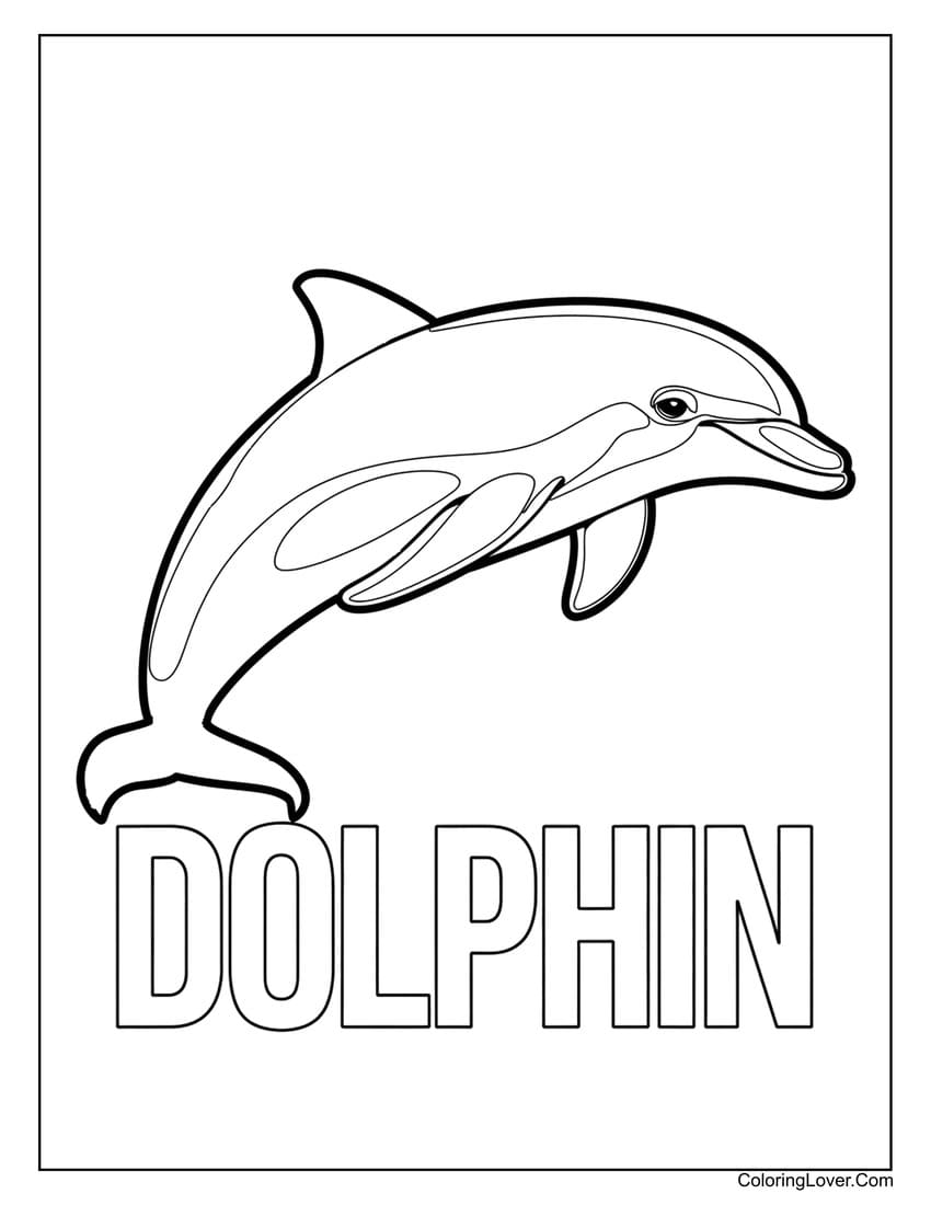 Dolphin jumping outline coloring page for kids