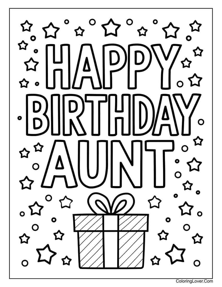 Happy birthday aunt coloring page