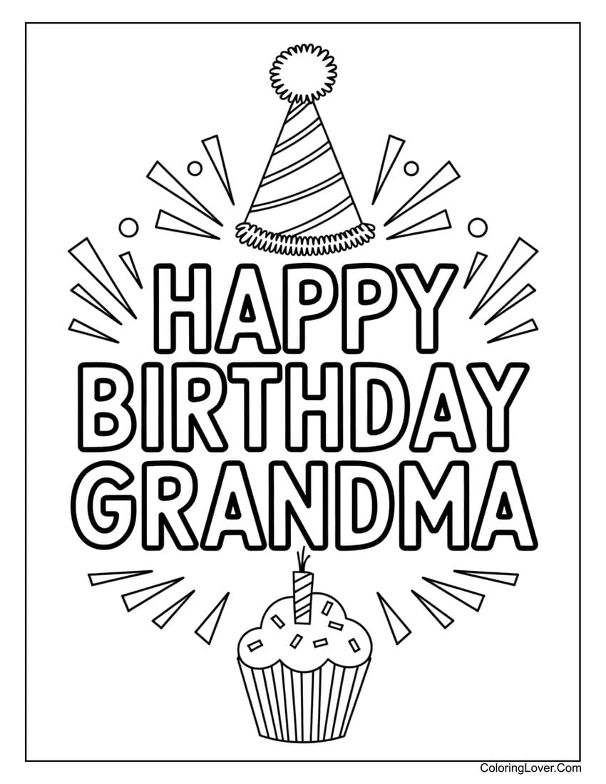 Happy birthday grandma coloring page