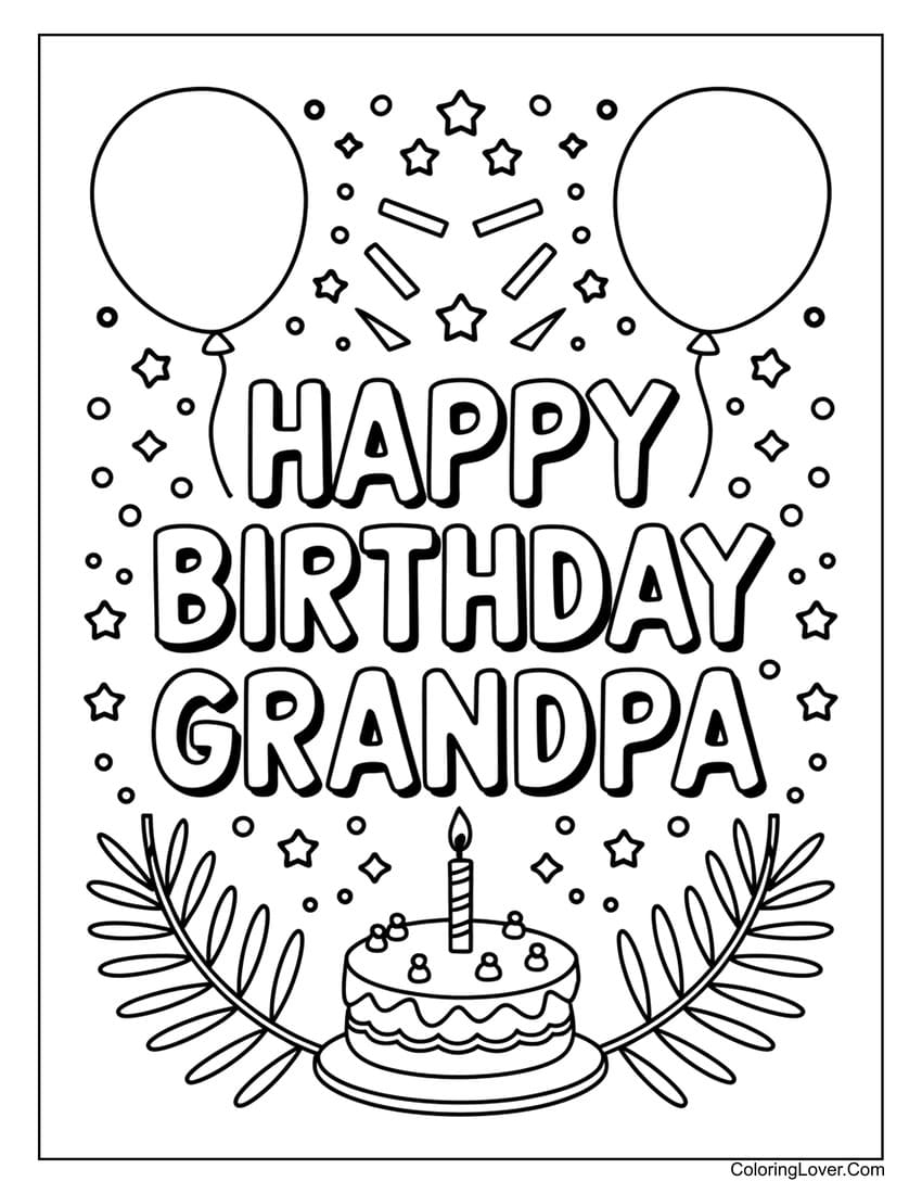 Happy birthday grandpa coloring page