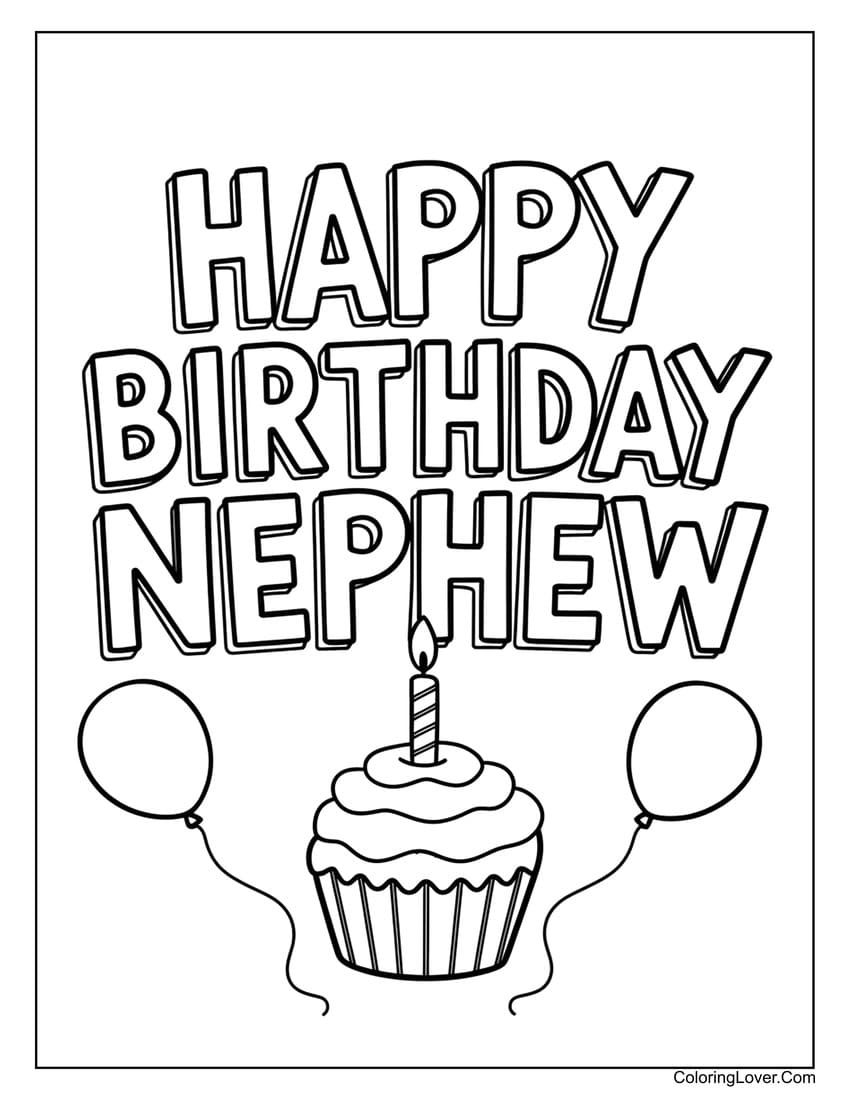 Happy birthday nephew coloring page