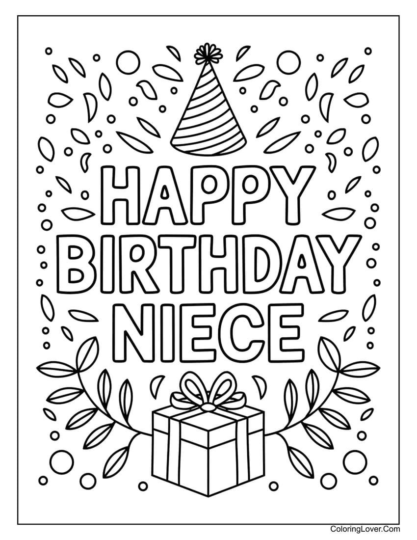 Happy birthday niece coloring page
