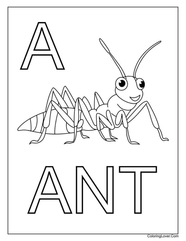 Letter "A" apple coloring page