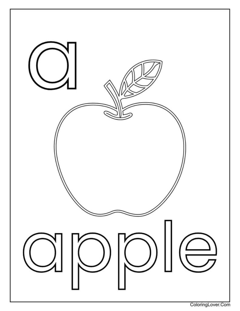 Letter "A" apple coloring page