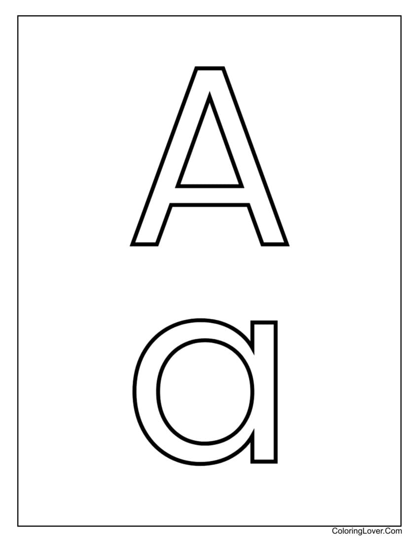 Letter "A" uppercase and lowercase coloring page