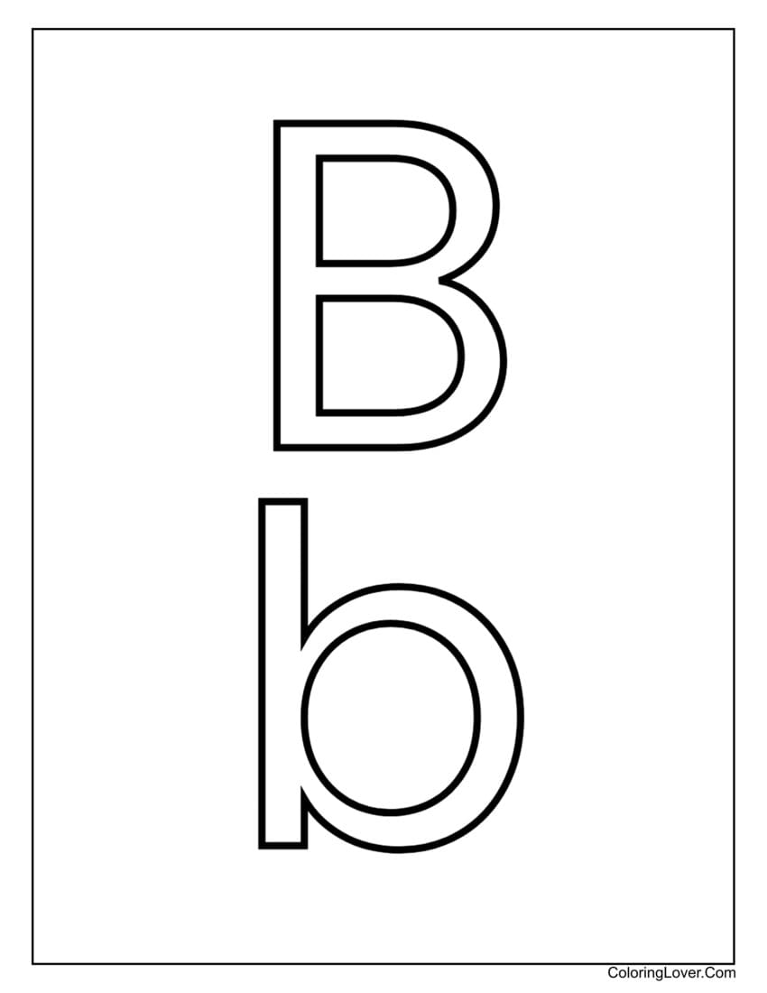 Letter "B" uppercase and lowercase coloring page