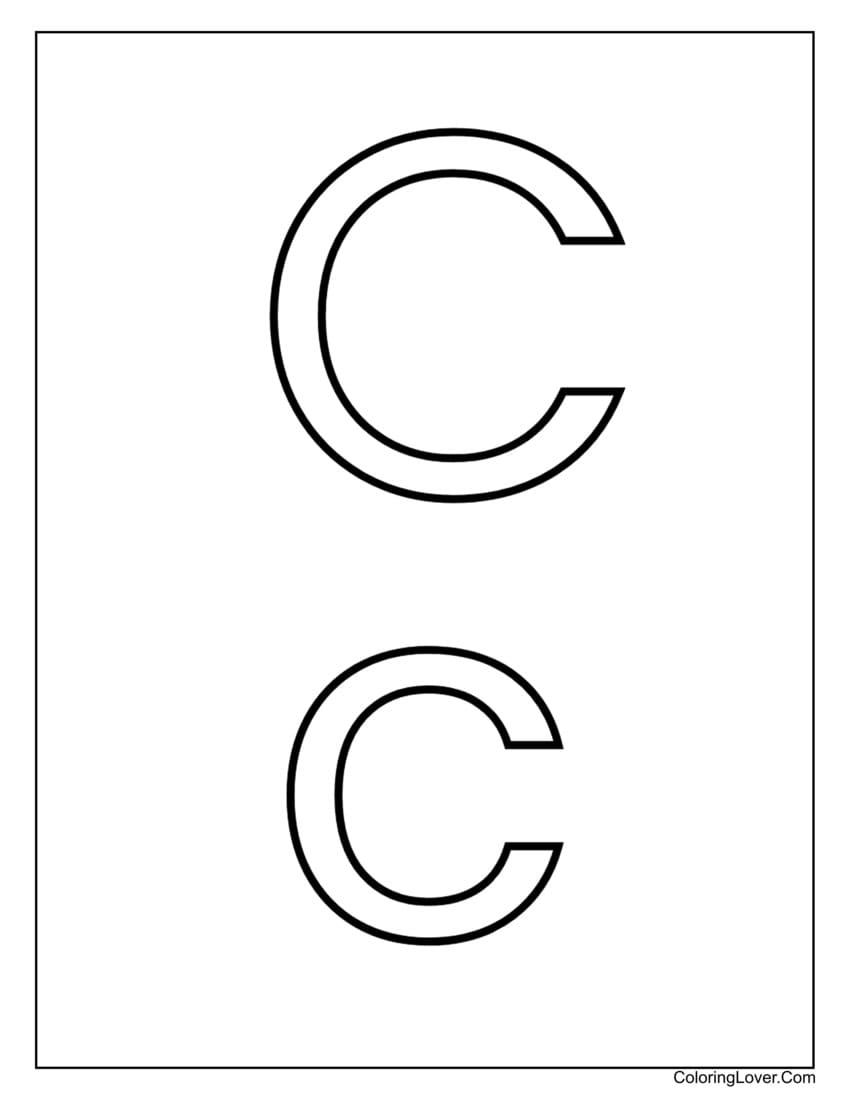 Letter "C" uppercase and lowercase coloring page