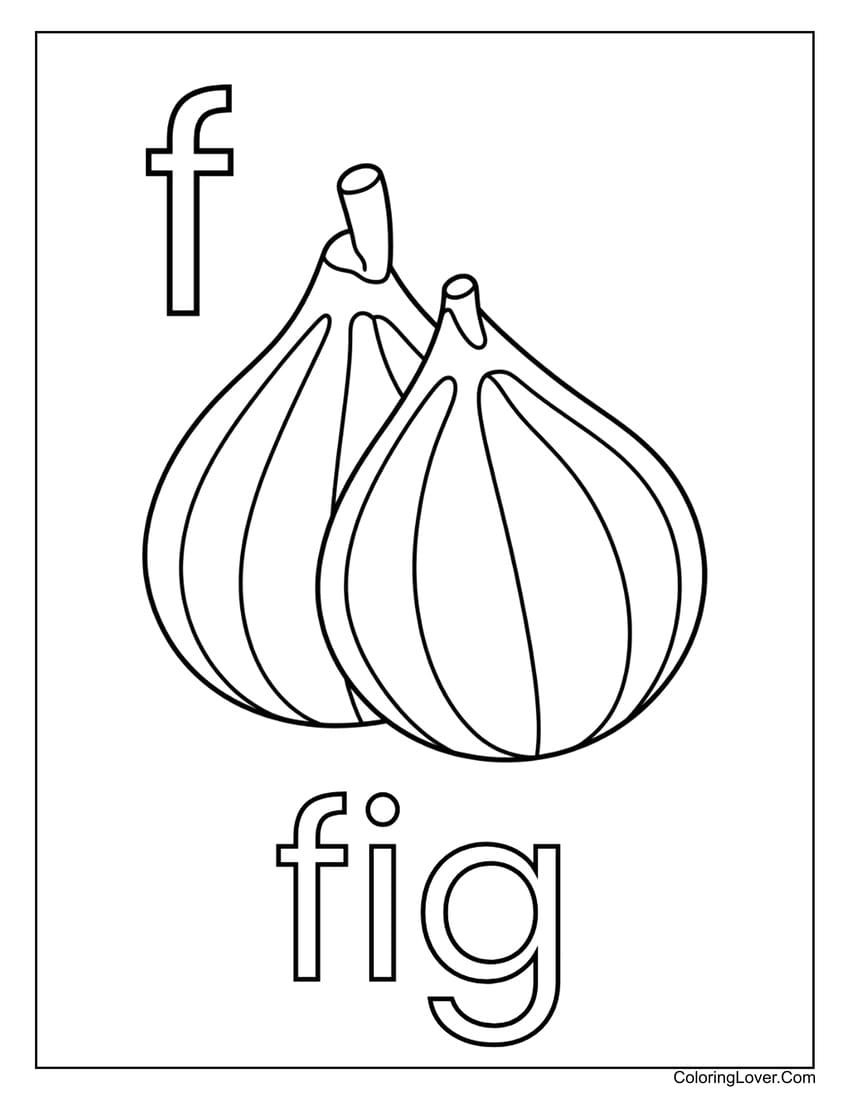 Letter "F" fig coloring page for preschoolers