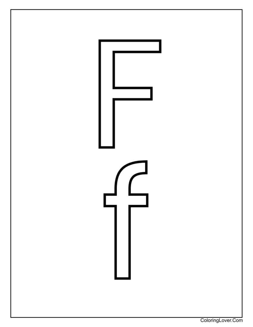 Letter "F" uppercase and lowercase coloring page