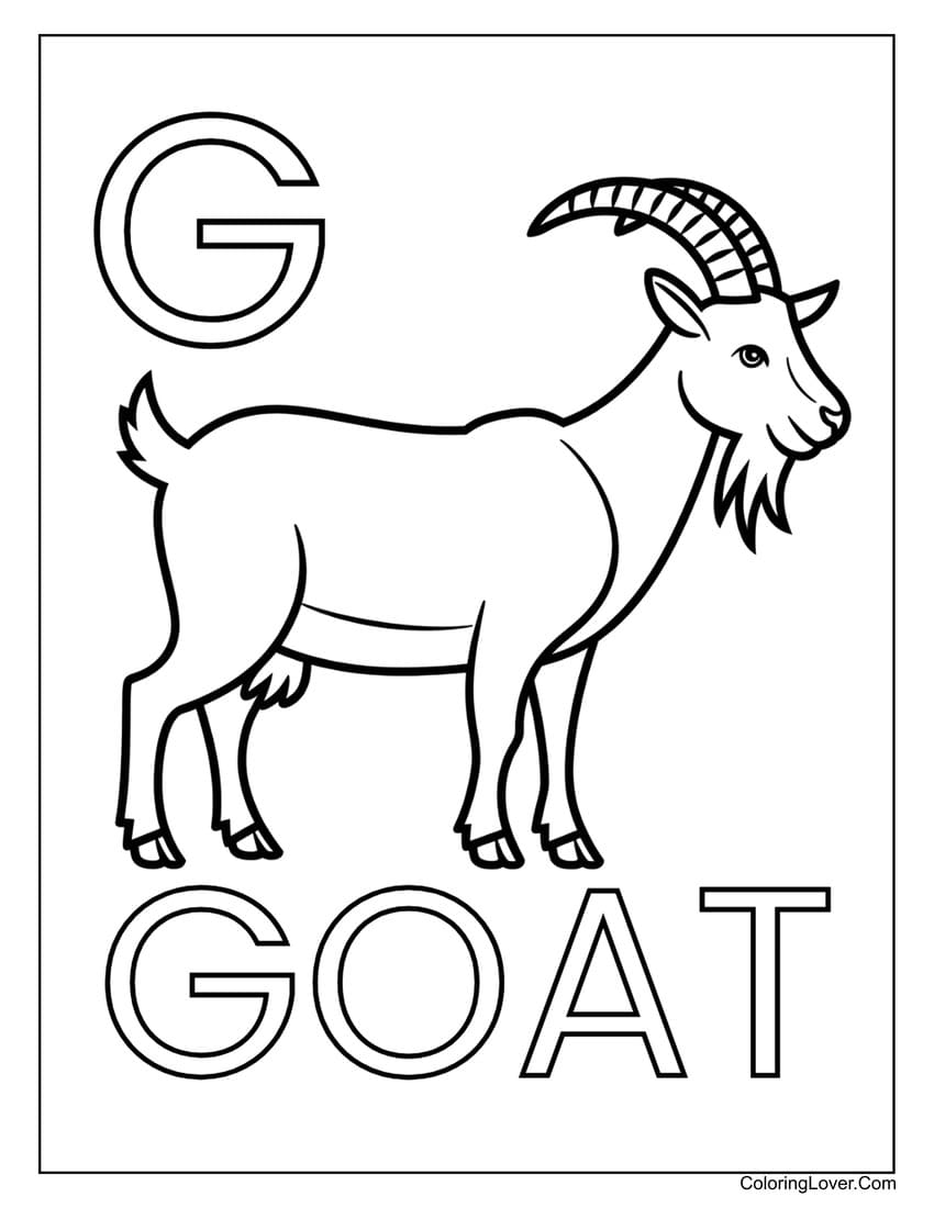 Letter "G" goat coloring page