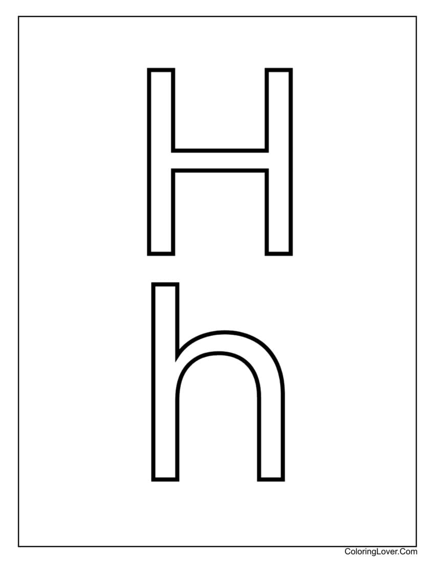Letter "H" uppercase and lowercase coloring page