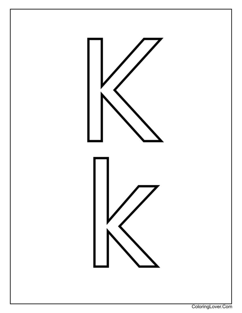Letter "K" uppercase and lowercase coloring page