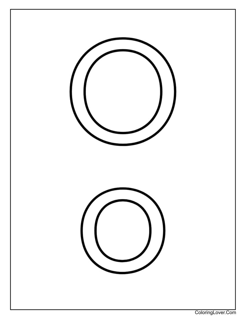 Letter "O" uppercase and lowercase coloring page