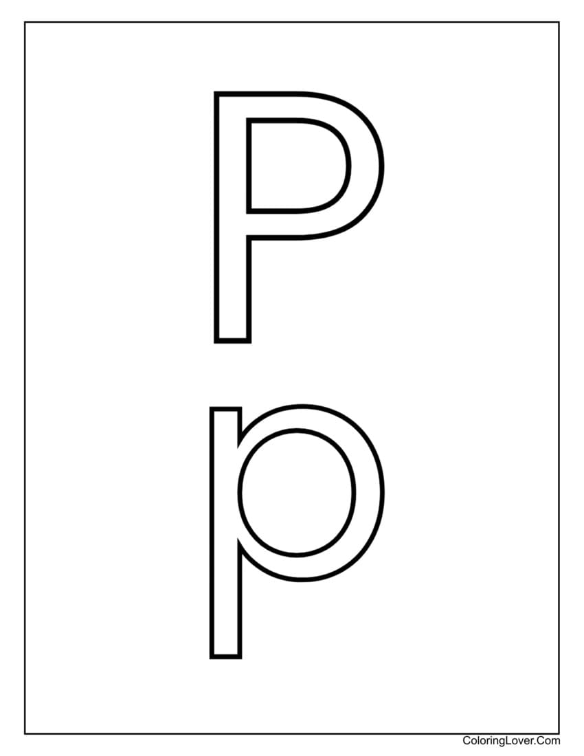 Letter "P" uppercase and lowercase coloring page