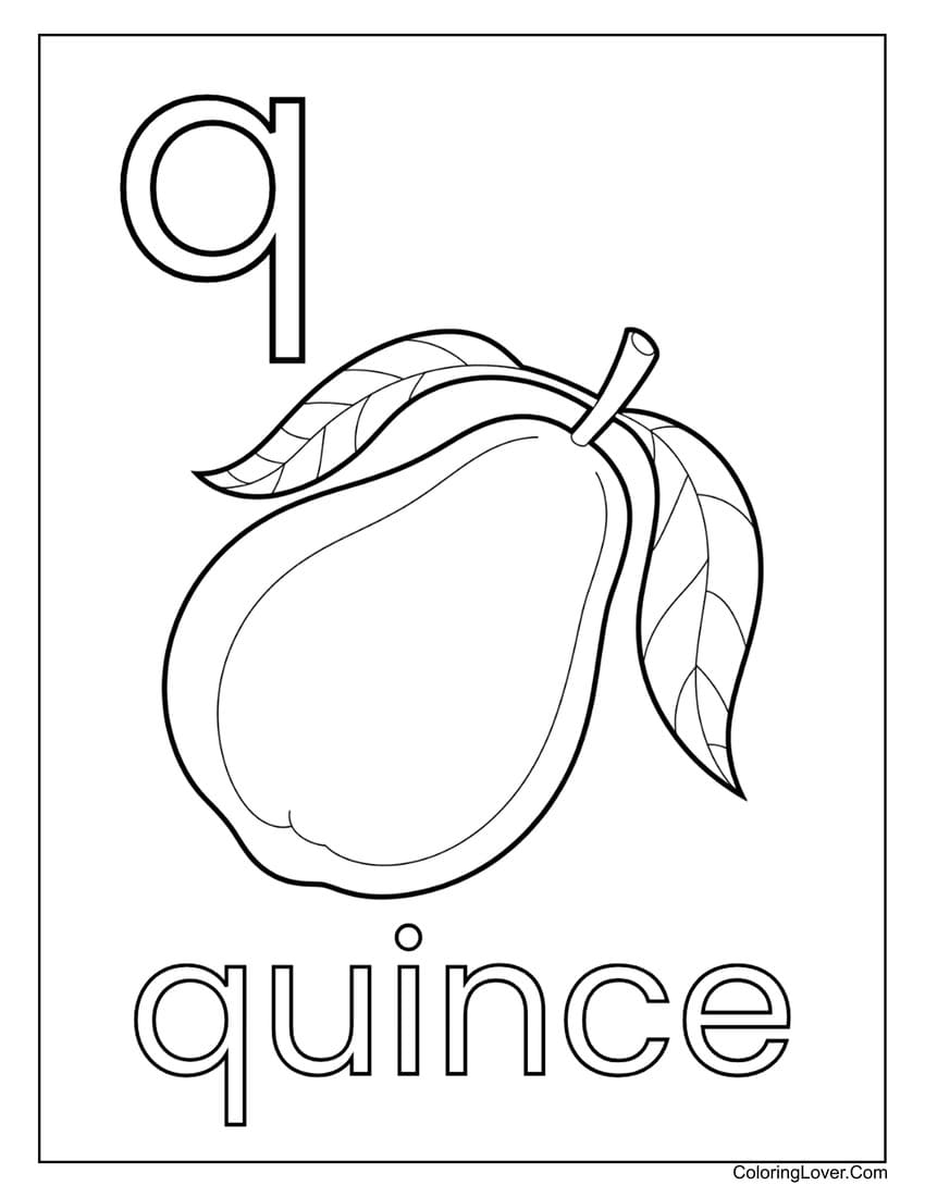 Letter "Q" quince coloring page for preschoolers