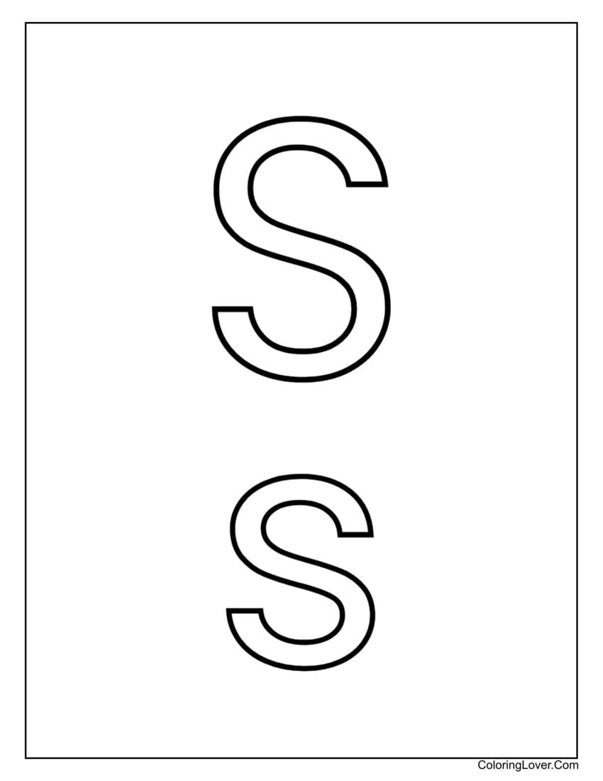 Letter "S" uppercase and lowercase coloring page