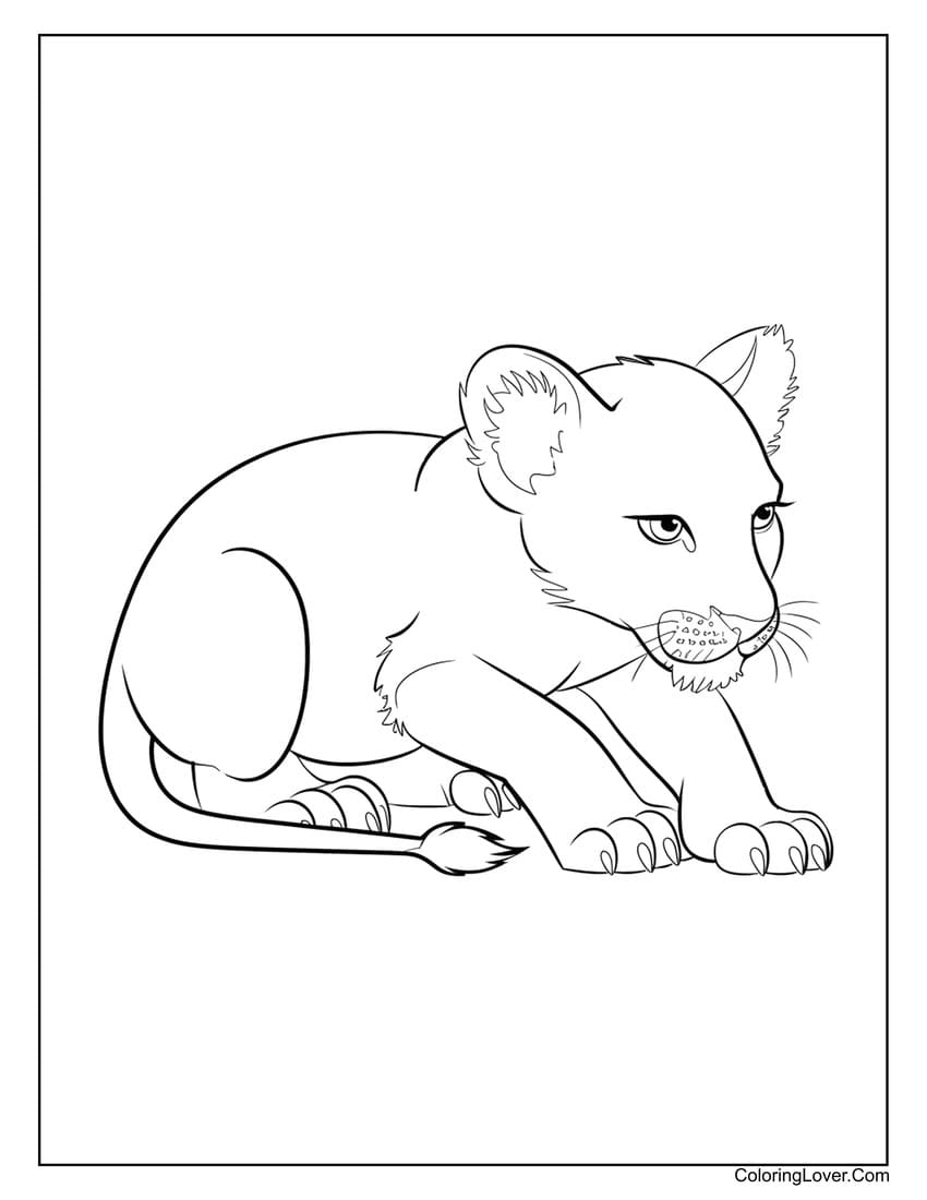 Pouncing lion cub coloring page