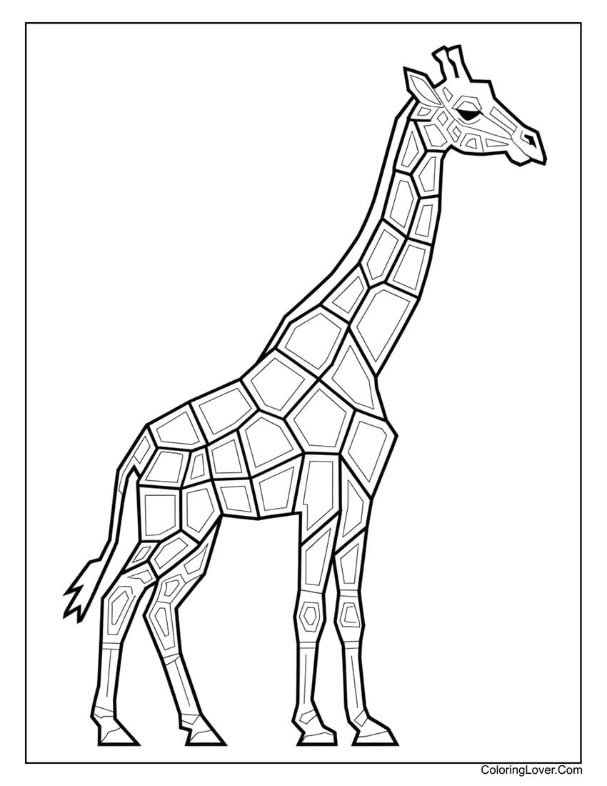 Simple printable giraffe coloring page