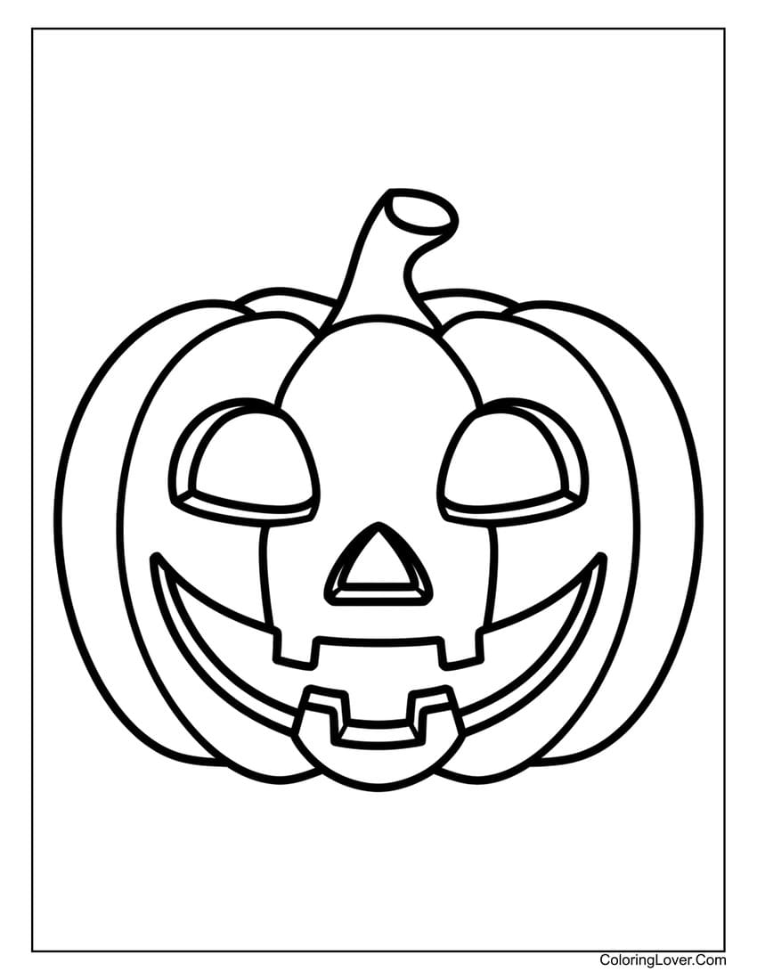 Smiling jack-o-lantern face coloring page for kids