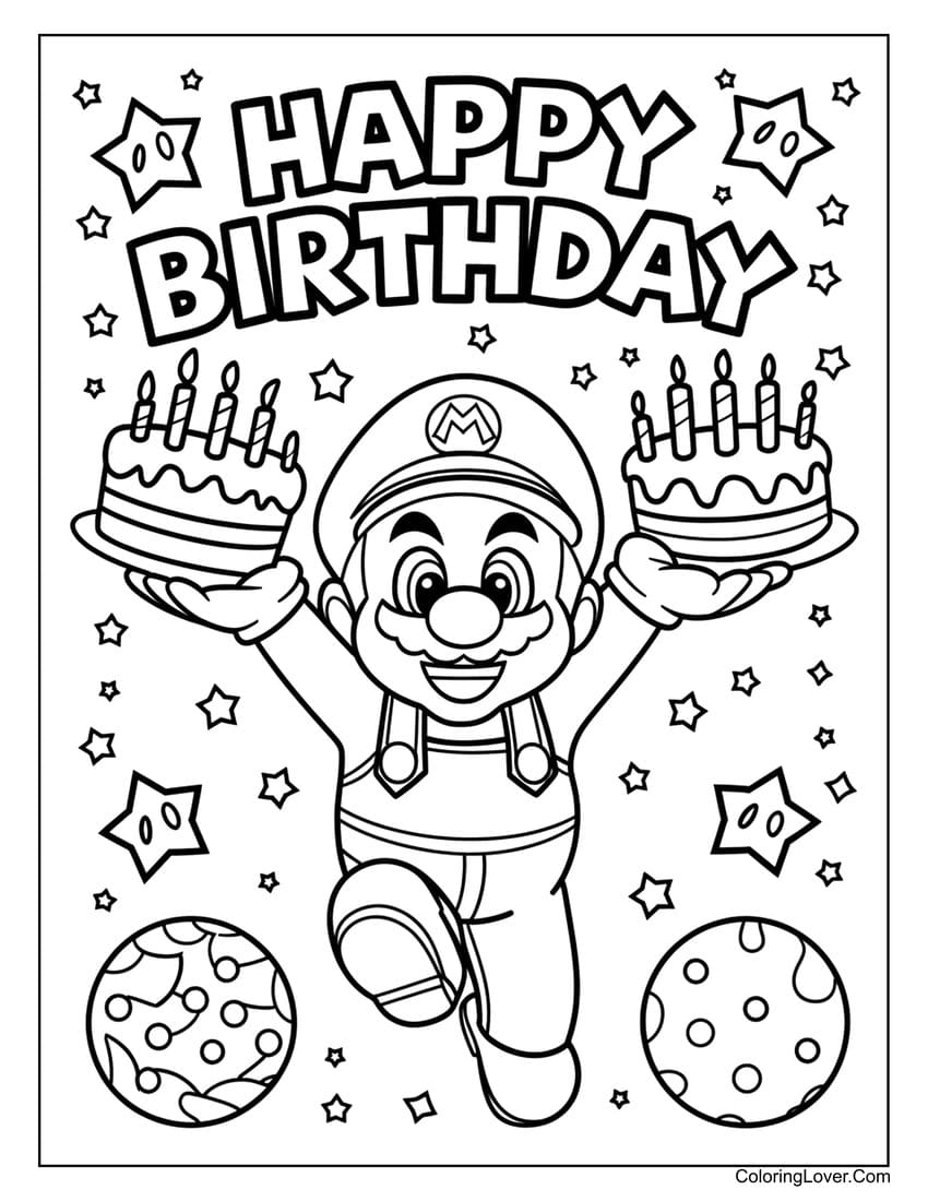 Super Mario birthday coloring page