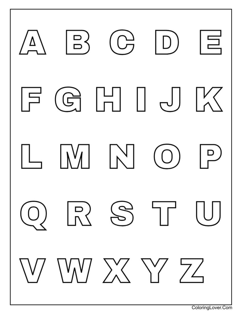 Uppercase alphabet coloring page for kids to color