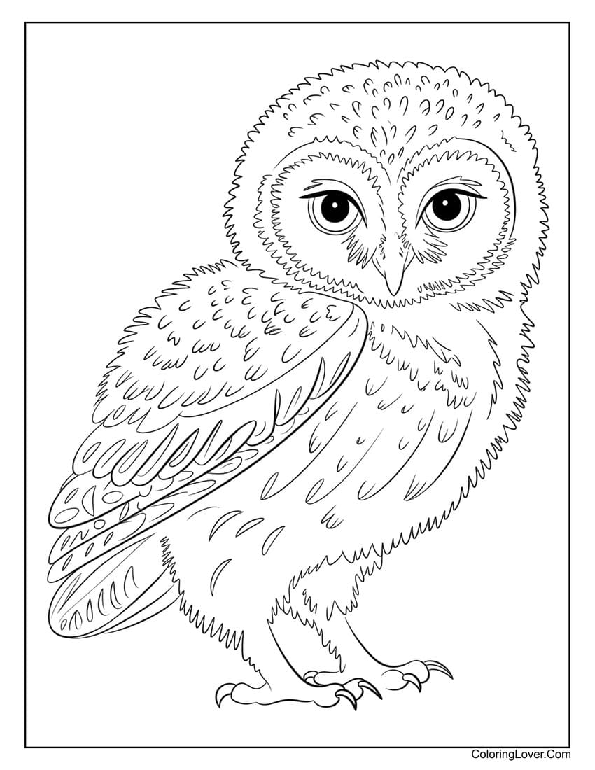 Realistic owl coloring pages for kids