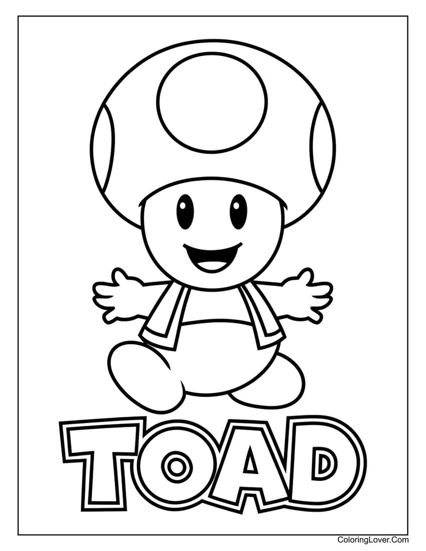 Toad smiling coloring page for kids