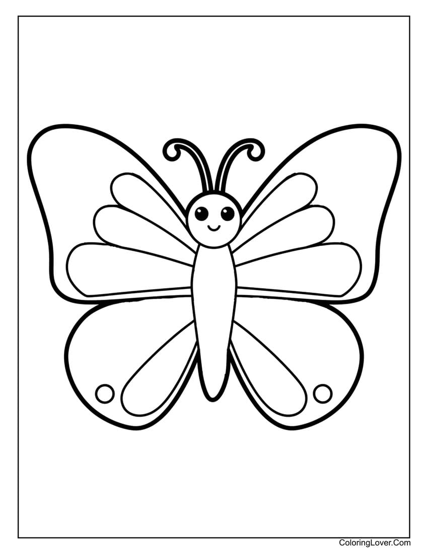 Easy butterfly coloring page for preschool
