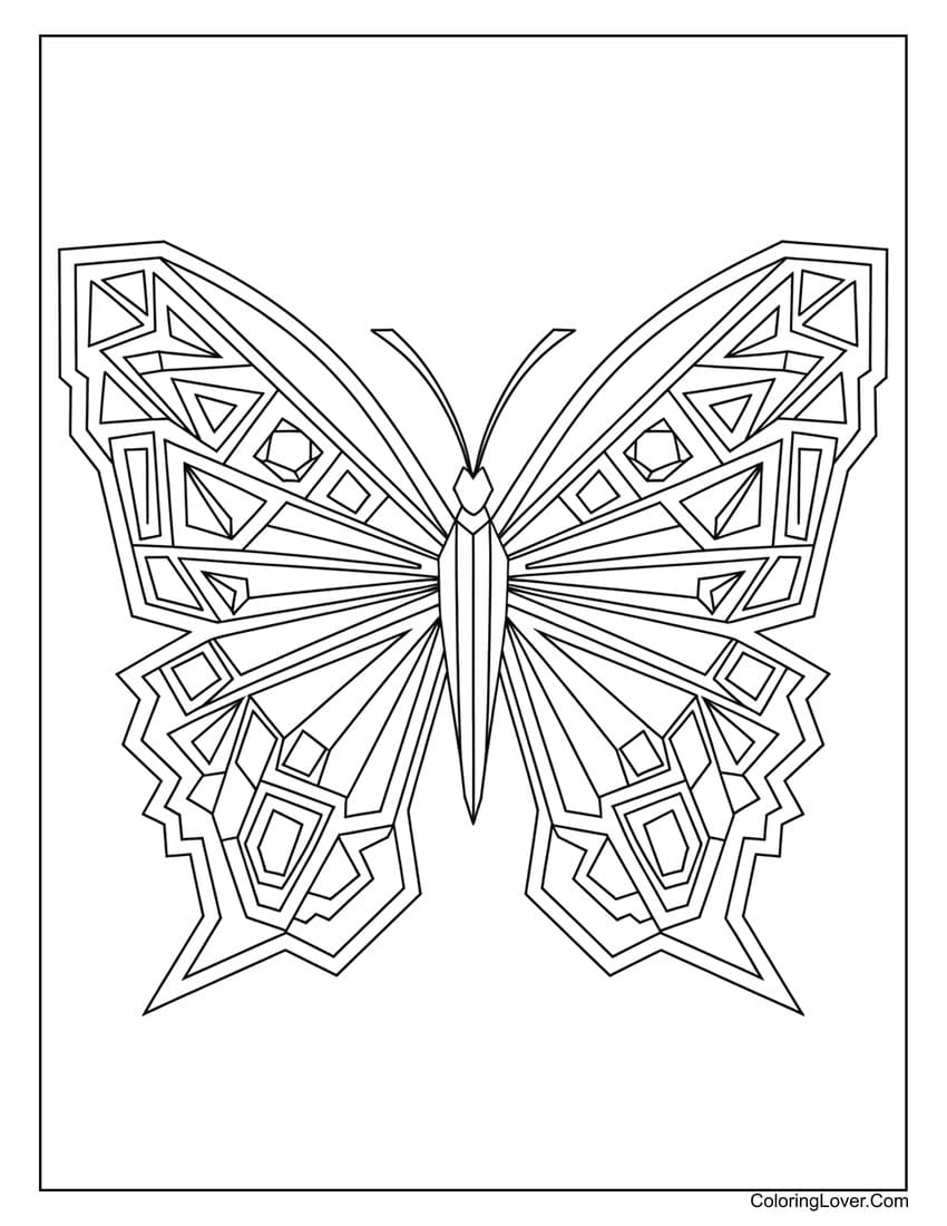 Geometric butterfly design perfect for coloring sheets