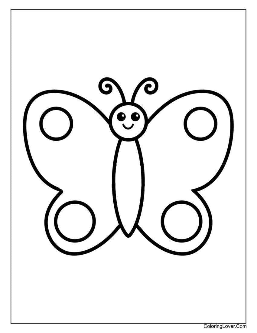 Simple butterfly coloring page with big circles