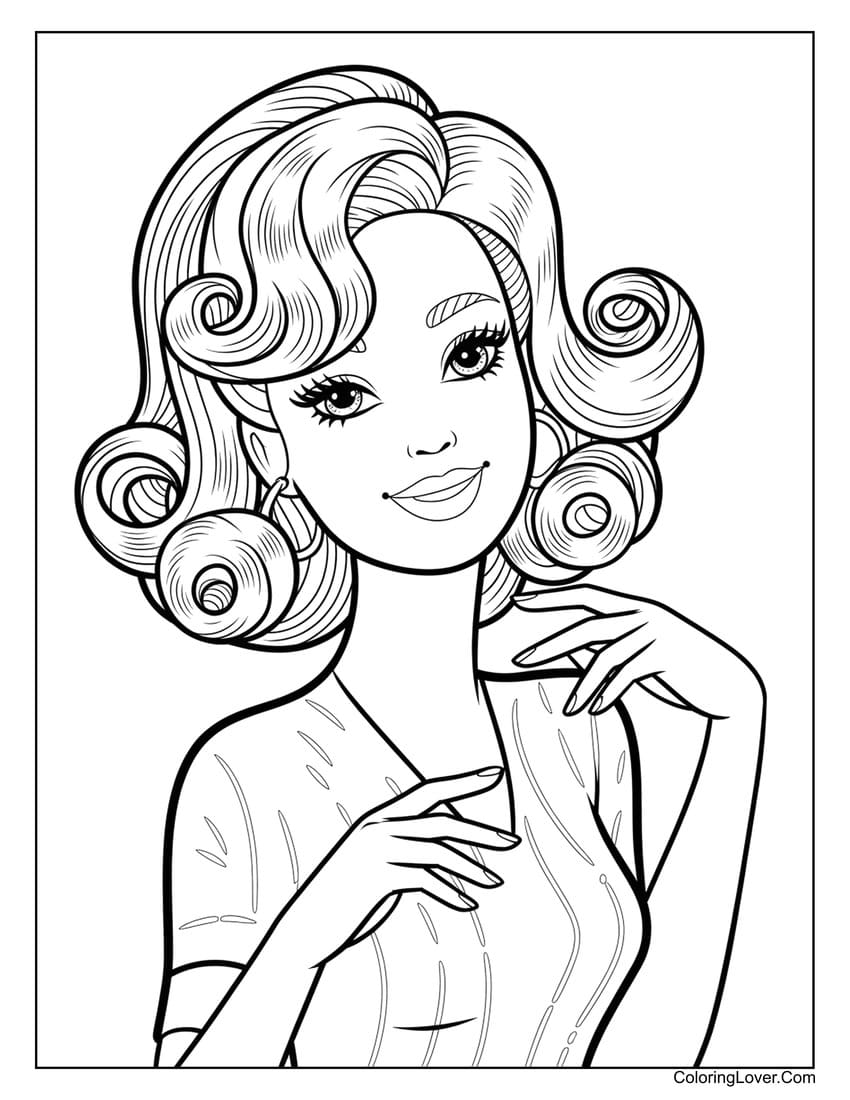 cute barbie coloring page
