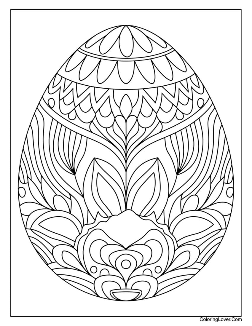 Complex design Easter egg coloring sheet